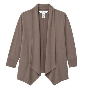 Athleta Pranayama Wrap Cardigan Brown Taupe Open Front Pockets XL